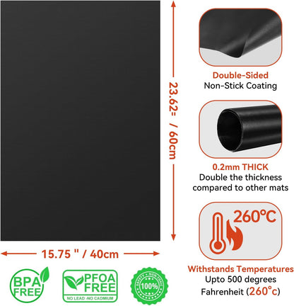 Oven Liners for Bottom of Electric Gas Oven, Reusable Non-Stick Teflon Protector Mat, Heat Resistant Grill Mats Outdoor, Easy to Clean Gas Stove Liners BPA and PFOA Free 23.6"x 15.7" Stovetop Cover