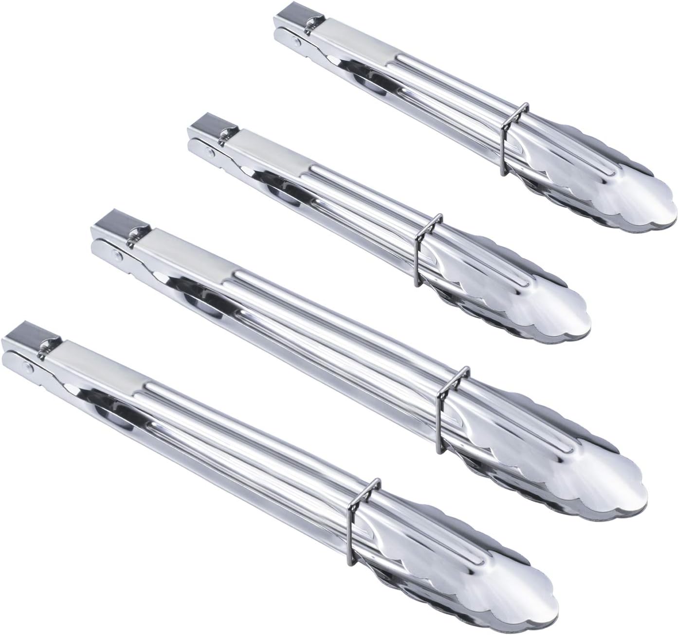 HINMAY Stainless Steel Serving Tongs Metal Cooking Tongs (9-Inch 3 Pieces)
