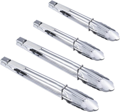 HINMAY Stainless Steel Serving Tongs Metal Cooking Tongs (9-Inch 3 Pieces)