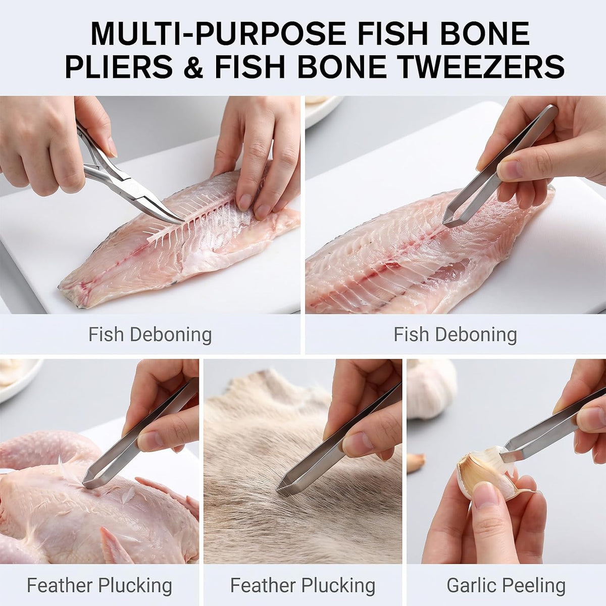 Fish Bone Tweezers with Flat Pin Bone Remover Tweezers