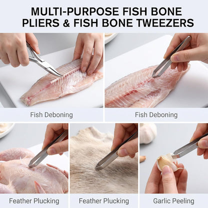 Fish Bone Tweezers with Flat Pin Bone Remover Tweezers