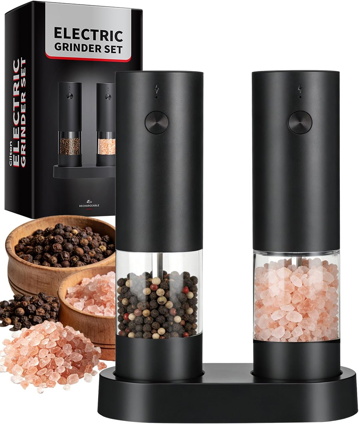 Rechargeable Electric Salt and Pepper Grinder Set 2 Pack, Kitchen Gadgets