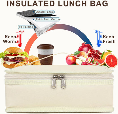 FlowFly Small Insulated Lunch box Portable Soft Bag Mini Cooler Thermal Meal Tote Kit with Handle for Work & School, Black