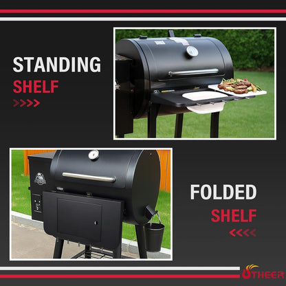 Upgraded Grill Table for Weber Kettle 22"/18"/26", Master Touch 22", Smokey Mountain, Recteq Pellet Grill RT-B380, Prep Station with Cutting Board, Basin, 4 Hooks, Shelf for Weber Kettle Accessories