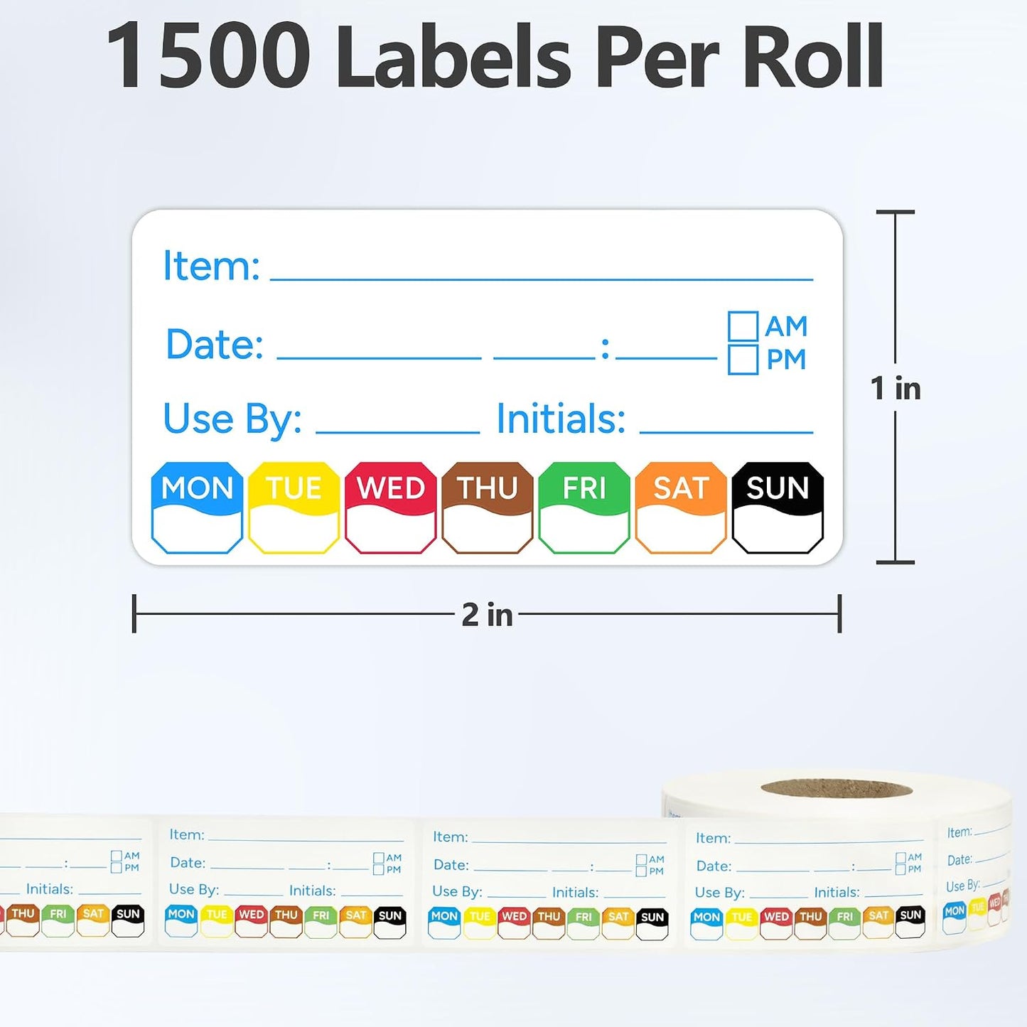 500 Pcs 1 inch X 2 inch Restaurant Quality Shelf Life Food Rotation Labels, Self-Adhesive Removable for Reusable Containers, Food Safety Date Sticker, Leftover Labels (1 * 2in-500pc-Yellow6)