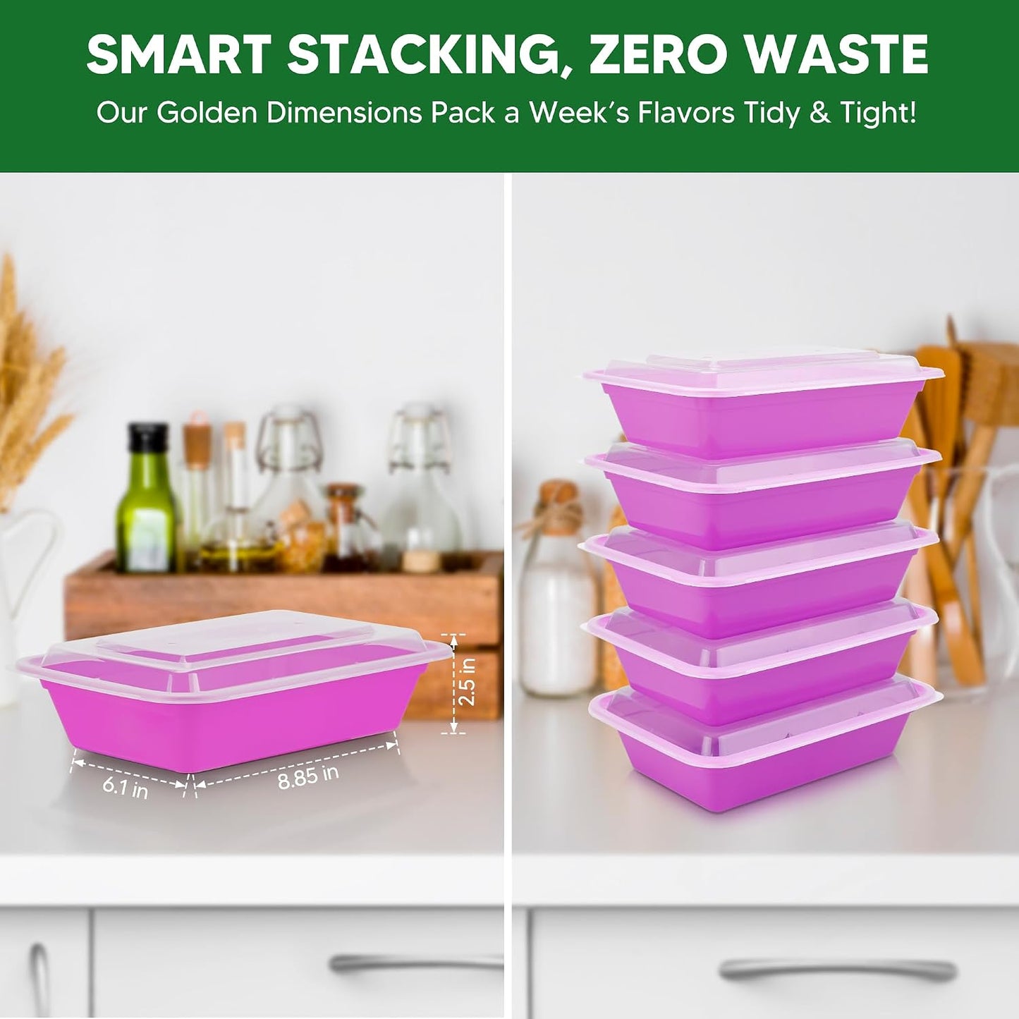 50 Pack Meal Prep Containers with Lids 38oz - BPA-Free, Reusable, Leakproof Food Storage Containers - Microwave/Dishwasher/Freezer Safe, To Go Take Out Plastic Food Storage Pans(Blue)