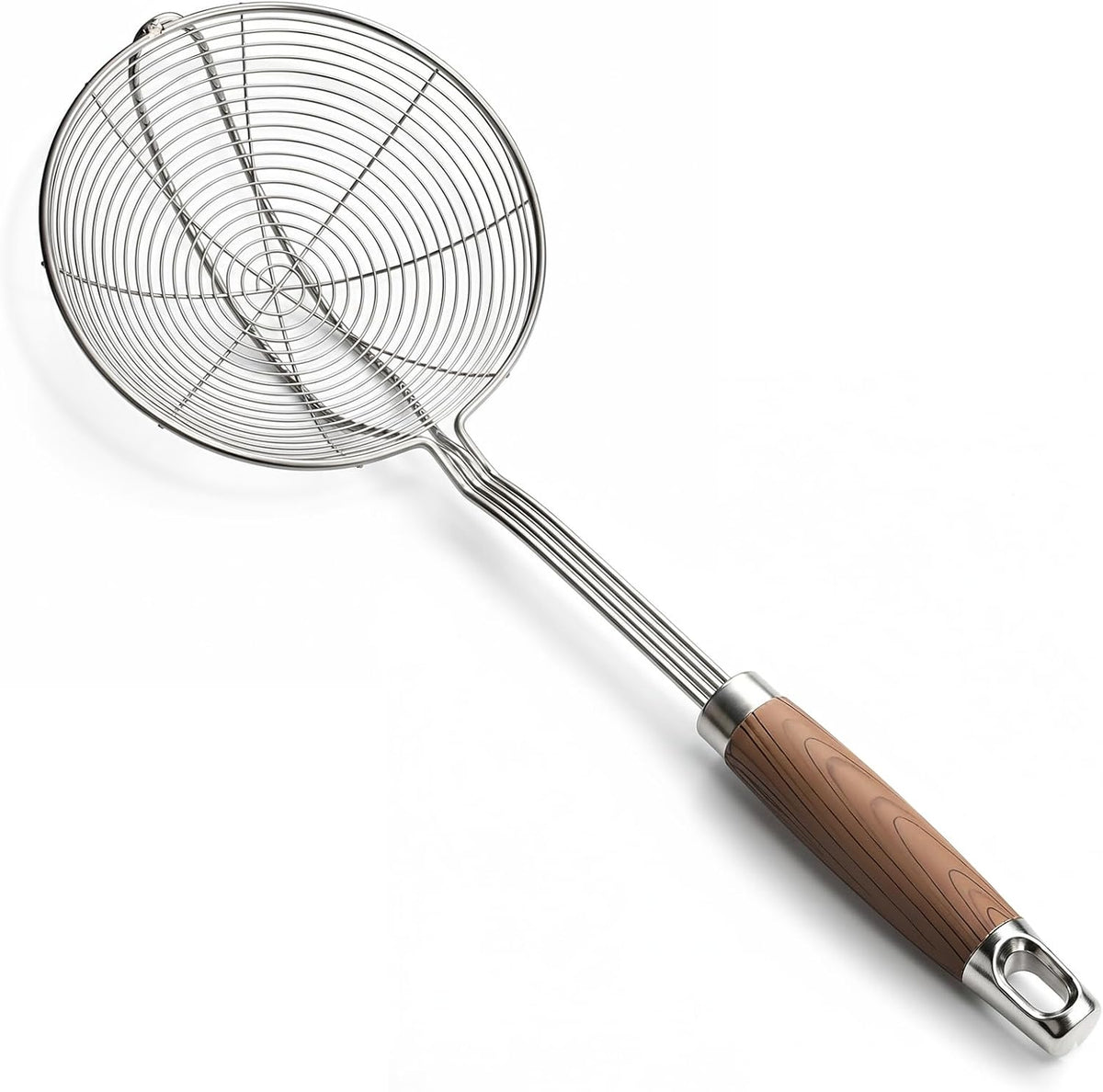 IQCWOOD Spider Strainer with Wood Handle - 5.5 Inch Fryer Scoop