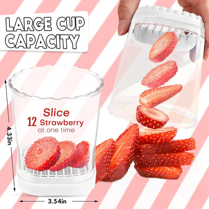 Creative Strawberry Slicer, Detachable Cutter with Push Plate (White)