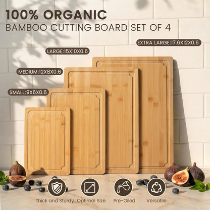 Extra Large Cutting Board, 17.6" Bamboo Cutting Boards for Kitchen with Juice Groove and Handles Kitchen Chopping Board for Meat Cheese board Heavy Duty Serving Tray, XL, Empune