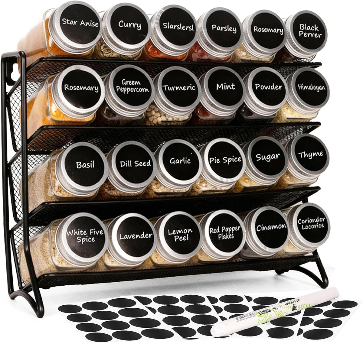 DIDITIME Spice Jars with Label, 4oz Empty Square Seasoning Containers