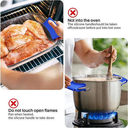 3 Piece Silicone Cast Iron Handle Cover with Pot Handle Covers Set，Cast Iron Handles Sleeve (Black-Small)