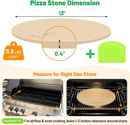 Cordierite Pizza Stone for Oven & Grill, 15 x 12 Inch Rectangular