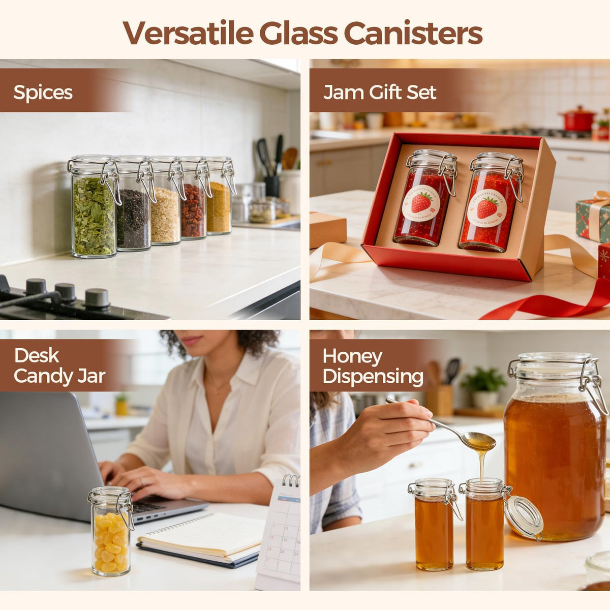 ComSaf Glass Pantry Jars with Airtight Lids 0.7 Gallon 2 Pack Wide Mouth | Flour sugar rice, Sourdough pickling, Pantry organization, Scoop included, Baking supplies, Bulk food storage, Large capacity