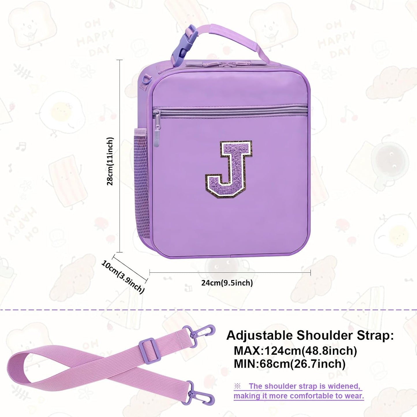 Lunch Box for Women Girls Adult Teens Kids Lunch Bag School Work Picnic Meal Food Container Carrier Purse Cooler,Insulated Lunch Tote with Handheld Shoulder Strap Water Bottle Holder Purple A