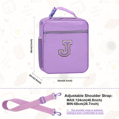 Lunch Box for Women Girls Adult Teens Kids Lunch Bag School Work Picnic Meal Food Container Carrier Purse Cooler,Insulated Lunch Tote with Handheld Shoulder Strap Water Bottle Holder Purple A