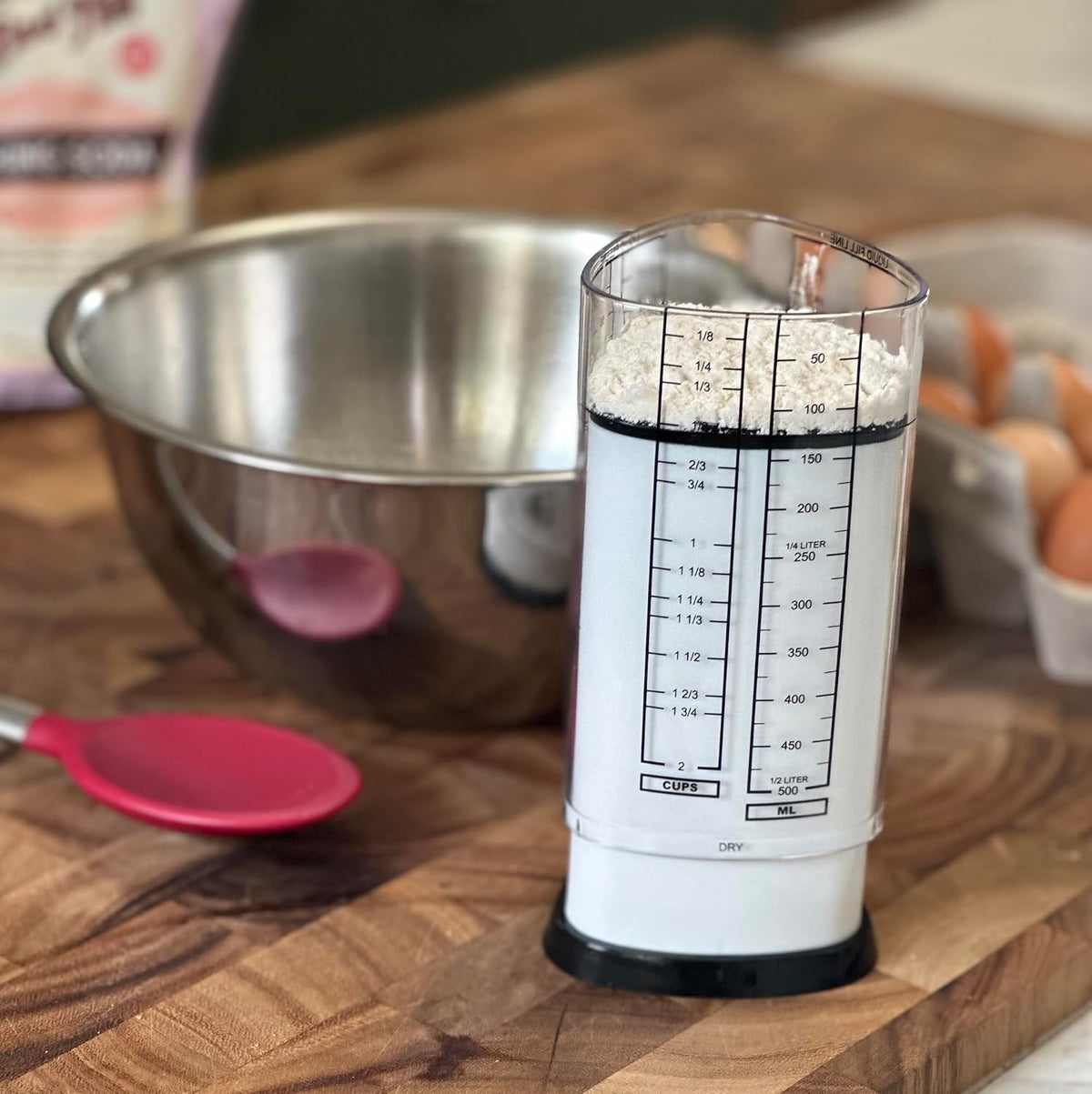 KitchenArt 1 Cup Tri Adjust A-Cup, Easy Pour Adjustable Measuring Cup