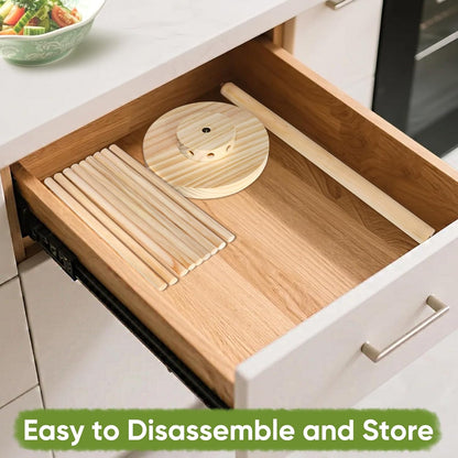 Pasta Drying Rack - 9 Sticks Wooden Pasta Dryer Stand Large