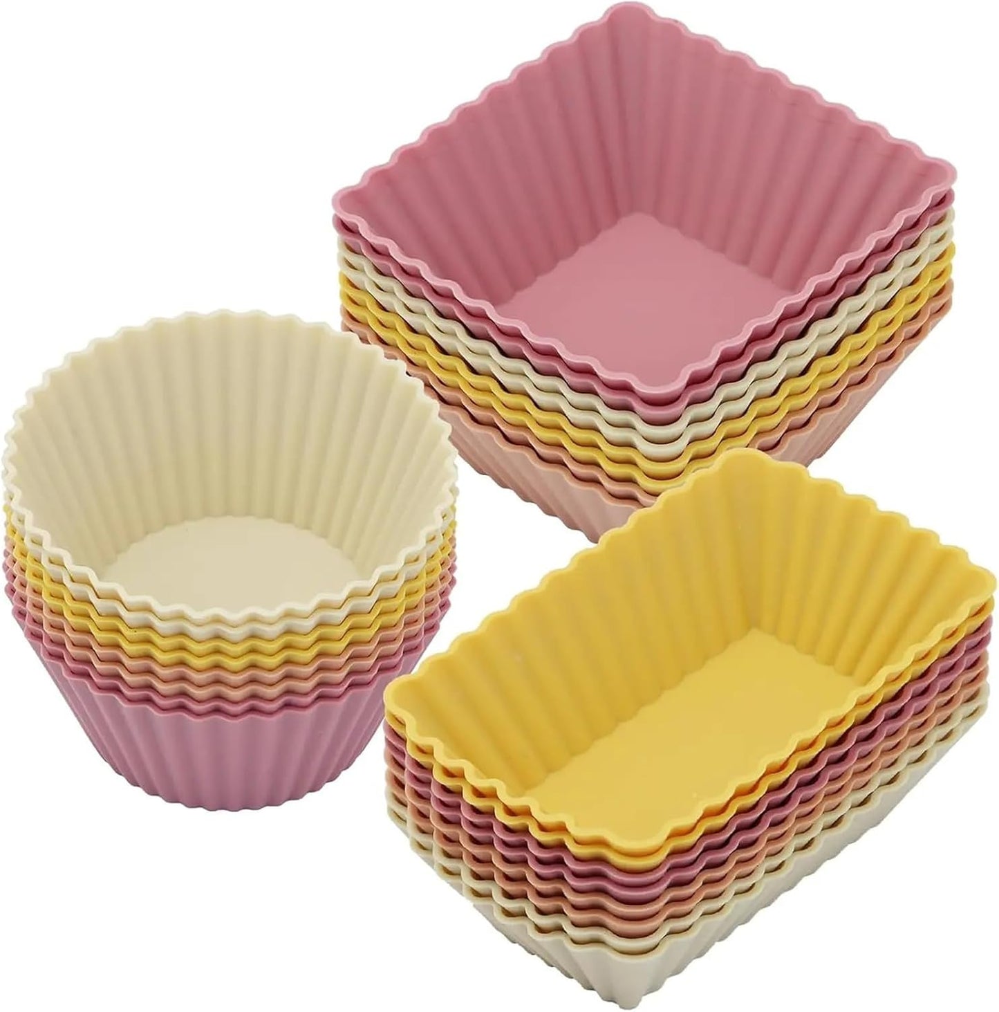 12Pack Silicone Muffin Cups Reusable Baking Mold for Cupcake Lunch Box Dividers(YH-334)
