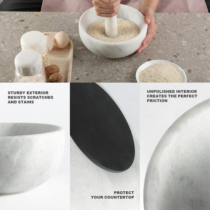 Koville Luxury Marble Mortar and Pestle Set, 7"-4cups Grinder Bowl for Guacamole, Salsa, Pill Crusher, Spice, Herb, Garlic, Nut, Heavy Duty Grinder for Kitchen