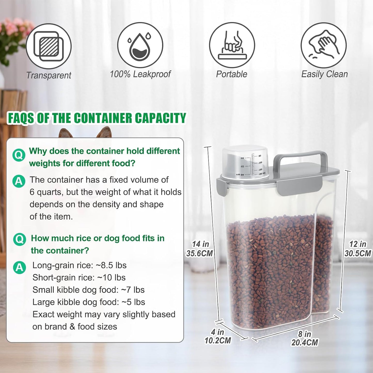 TBMax 10 Lbs Cat Dog Food Storage Container, 2026 Upgraded Large Pouring Container for Pet Food Storage, Bird Seed Dispenser, Portable Travel Kibble Holder -Dark Green