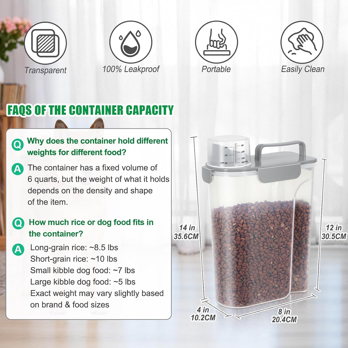 TBMax 10 Lbs Cat Dog Food Storage Container, 2026 Upgraded Large Pouring Container for Pet Food Storage, Bird Seed Dispenser, Portable Travel Kibble Holder -Dark Green