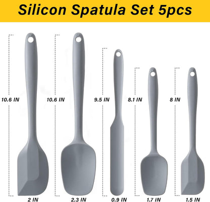 Silicone Spatula Set, 5 Piece Food Grade Rubber Spatulas for Baking, Cooking, and Mixing High Heat Resistant Non Stick Dishwasher Safe BPA-Free (Multicolor)