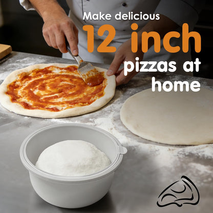 Stackable Silicone Pizza Dough Proofing Containers with Lids,Pizza Dough Proofing Box | Make 12" Pizzas 700ml(Beige)