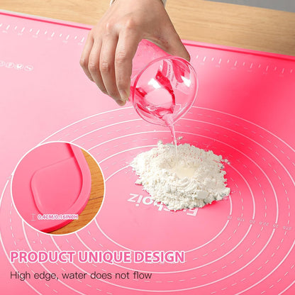 Silicone Pastry Mat 20"*16" Extra Thick Non Stick Baking Mat Food Grade Silicone Dough Rolling Bake Mat with Edge Heightening Blue