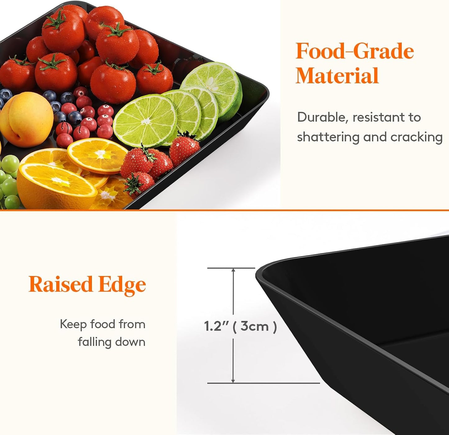 Lifewit Plastic Serving Tray for Party Supplies, 15" x 10" White Trays for Serving Food, Reusable Large Platter for Buffet, Fruit, Dessert, Snack, Veggie, Kitchen and Outdoor Use, Rectangle, 10 Pcs