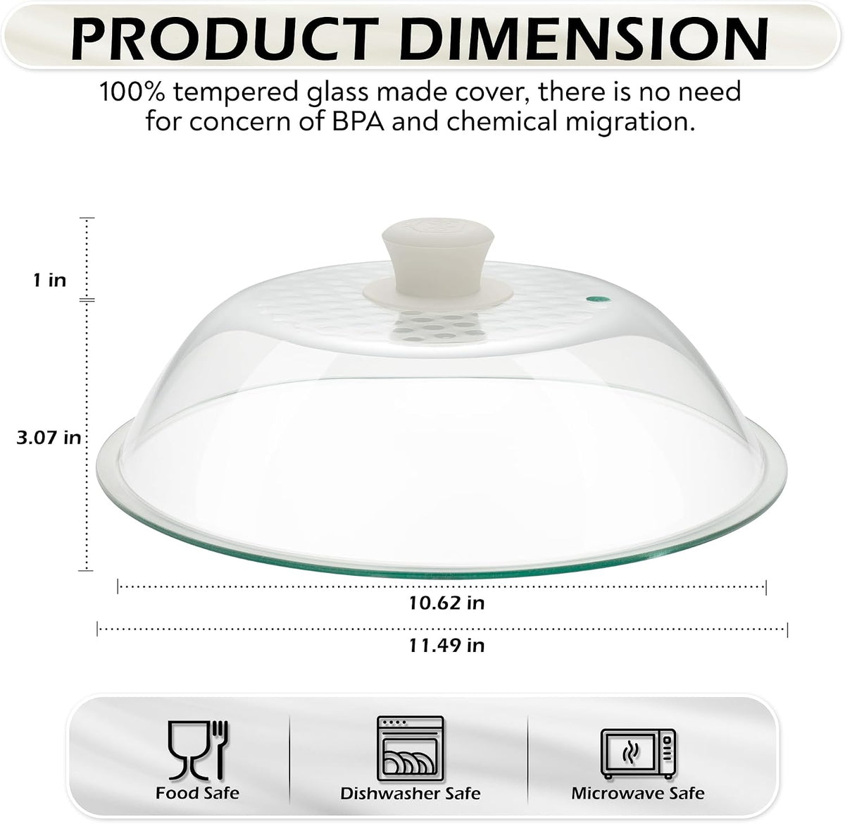 OEC Lighter Weight Tempered Glass Microwave Splatter Cover - 11.5 inch