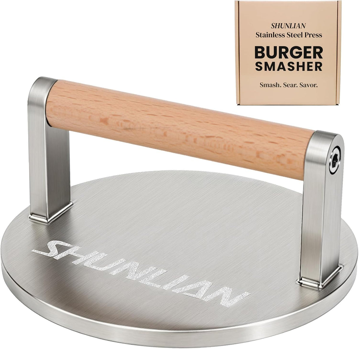 3.1lb Smash Burger Press 6" Stainless Steel Burger Smasher Tool