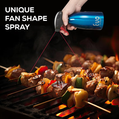Evo Oil Sprayer 18/8 Stainless Steel, Non-Aerosol for Olive, Cooking Oils, and Vinegars, Silver, 16-Ounce Capacity
