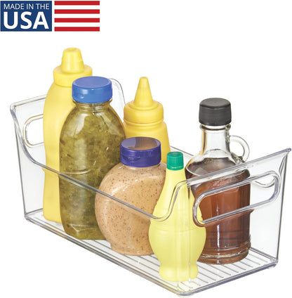 iDesign Plastic Condiment Organizer with Handles, Set of 2, Clear | For Fridge, Made in USA
