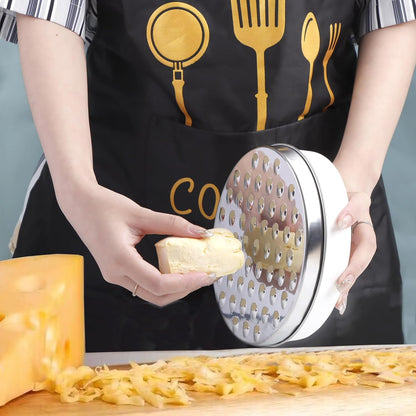 Cheese Grater Citrus Lemon Zester with Food Storage Container & Lid - Perfect For Hard Parmesan Or Soft Cheddar Cheeses, Ginger, Vegetables, Butter, Chocolate & Nutmeg (White)