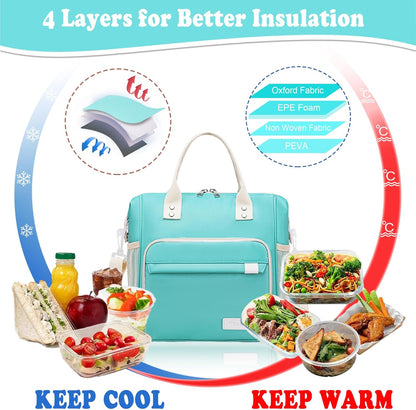 TuErCao Small Lunch Bag Lightweight Insulated Lunch Box for Women Work Portable Soft Cooler for Picnic Travel Road Trips, Loncheras para Mujer, Black