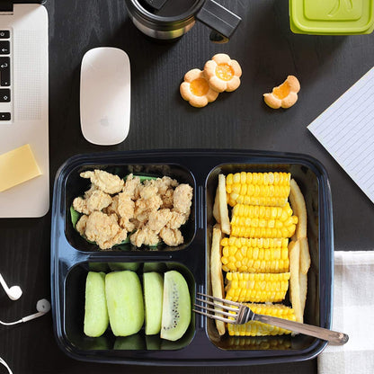 MORDEN MS Meal Prep Container With Lids, 50 Pack 3 Compartment Reusable Food Storage Container Divided Plastic Bento Box Lunch Box To-go Boxes(33oz)