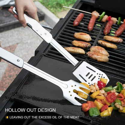 ROXON 6-in-1 Folding Grill Utensils Set, 14" BBQ Tools for Camping S601