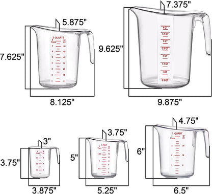 Amazing Abby - Melissa - Plastic Measuring Cups, Food-Grade Measuring Jugs, 1/2/4/8-Cup Capacity, Unbreakable, Stackable, Dishwasher-Safe, Great for Oil, Vinegar, Flour, and More