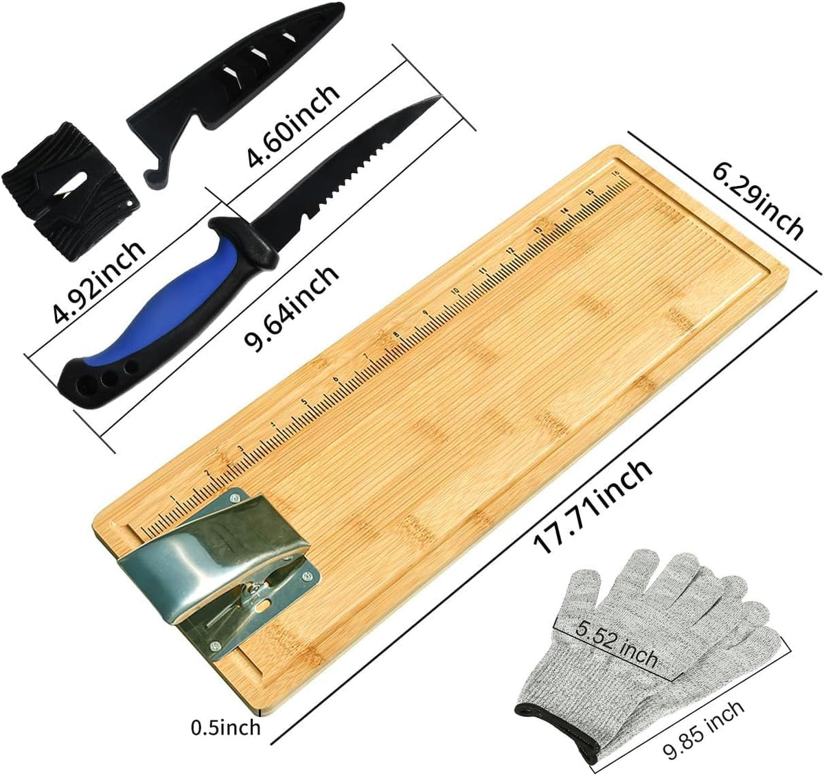 Fish Cleaning Board Kit, Fish Fillet Cutting Board Set with Clamp