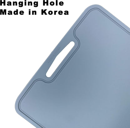 Premium Thick & Flexible Silicone Cutting Mat, BPA Free, Knife Friendly, Non-Toxic, Anti-Slip, Dishwasher Safe, Space Saving, Easy Grip Handle, Ergonomic Design, Chopping Board (Blue, Large)