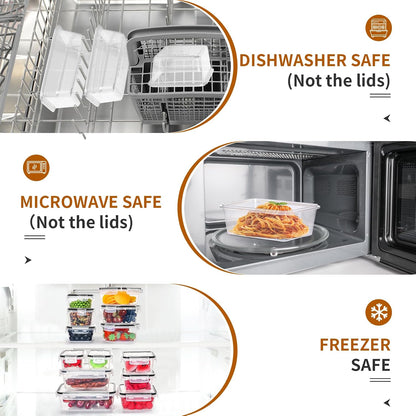 PRAKI 48 Pack Food Storage Containers with Airtight Lids (24 Containers & 24 Lids), Kitchen storage containers for Pantry Organizers and Storage, Meal Prep Container with Labels & Marker