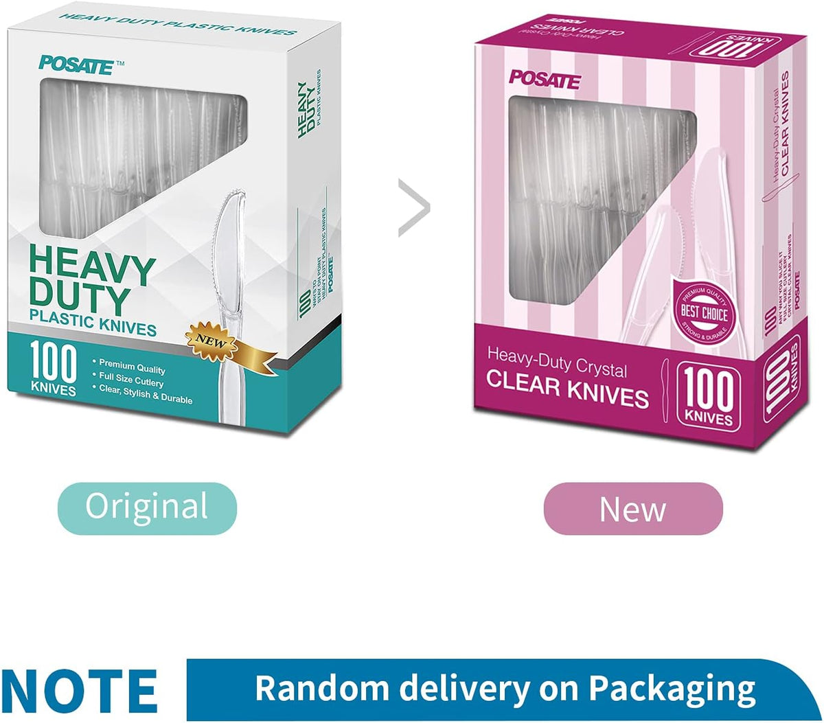 POSATE Clear Knives, Heavy-Duty Crystal (100 Knives)