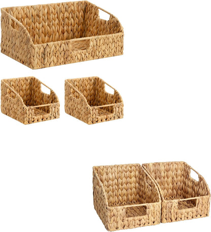 StorageWorks Bundle of 1-Pack Water Hyacinth Pantry Basket & 1-Pack Water Hyacinth Storage Baskets