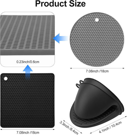 12 Pack Silicone Oven Mitts and Pot Holders Sets Non Slip Mini Oven Gloves Heat Resistant Extra Long Trivet Pads Cooking Gloves with Soft Cotton Lining for Kitchen Counter Table Placemats