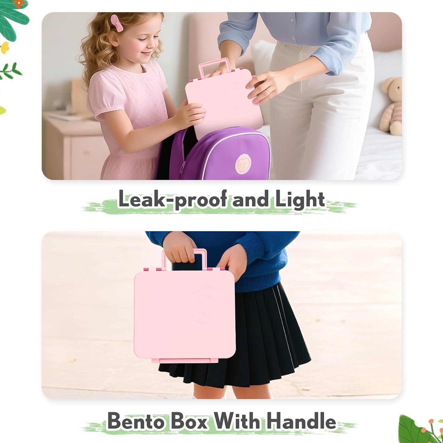 Lunch Box Kids with 5 Compartments, Insulated Food Jar & Utensils, Leak Proof Bento Box with Sauce Container, BPA-Free & Dishwasher Safe, Dinosaur Design(Purple)