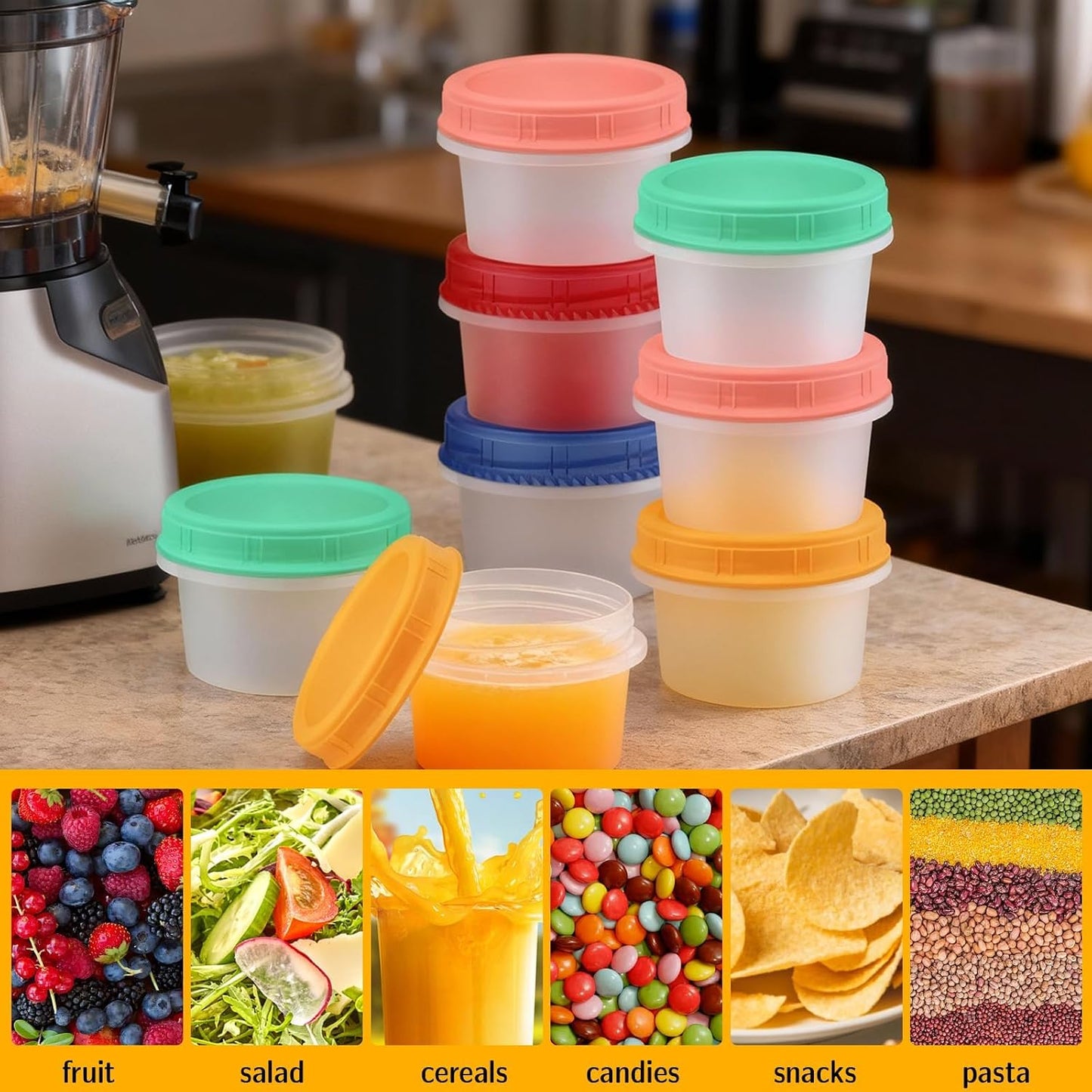 12 Pack Freezer Containers with Screw On Lids, 10oz Stackable Reusable Food Storage Container, Airtight Plastic Storage Containers with Twist Top Lids for Food Sauce Jello Soup