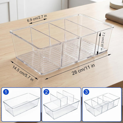 2 Pcs Seasoning Packet Organizer with Detachable Dividers, Storage Organizer Box for Cabinet, Kitchen Snacks Spice Packets Organizer and packet organizer pantry
