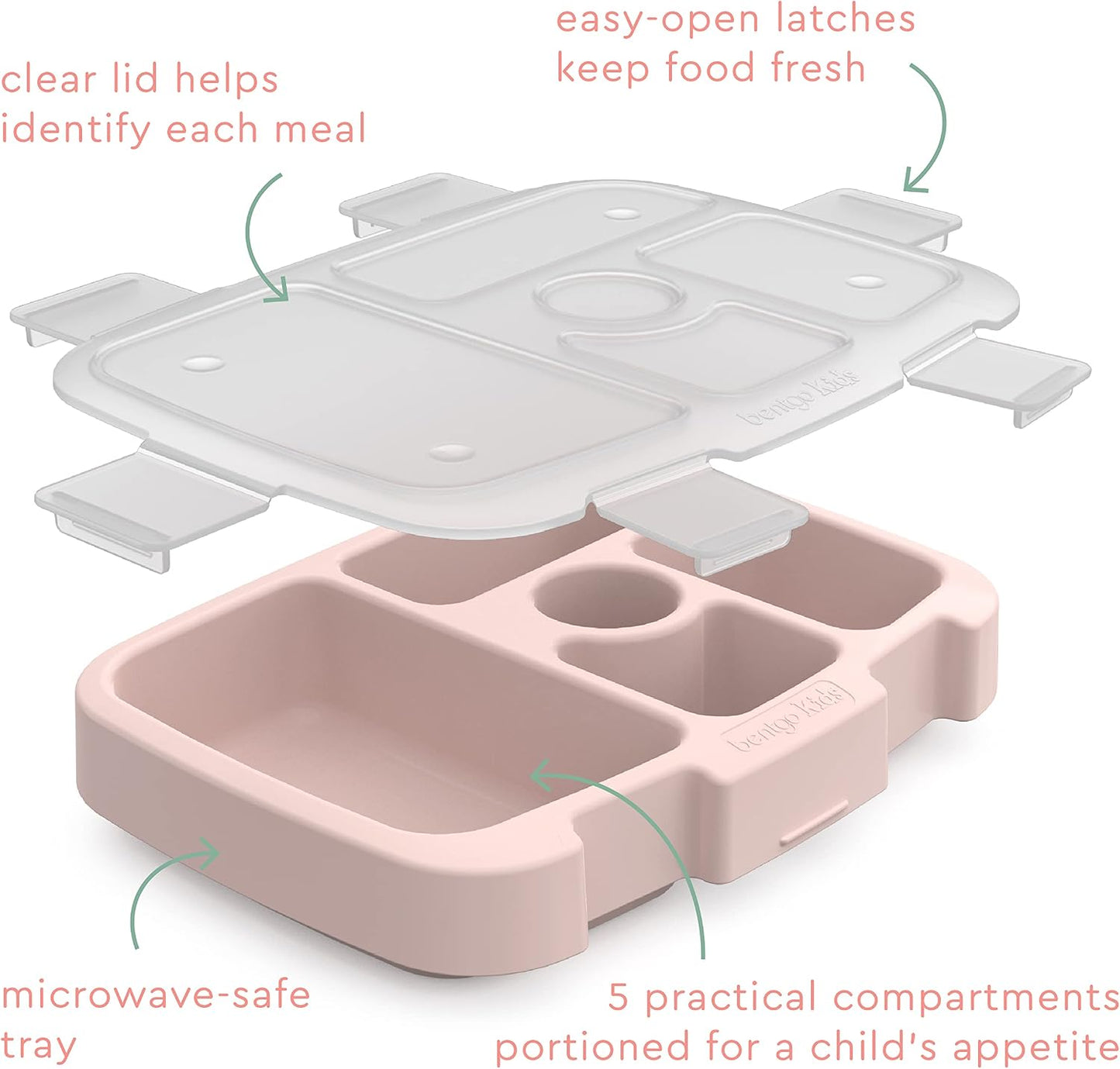 Bentgo® Kids Prints Tray with Transparent Cover - Reusable, BPA-Free, 5-Compartment Meal Prep Container with Built-In Portion Control for Healthy Meals At Home & On the Go (Mermaids in the Sea)
