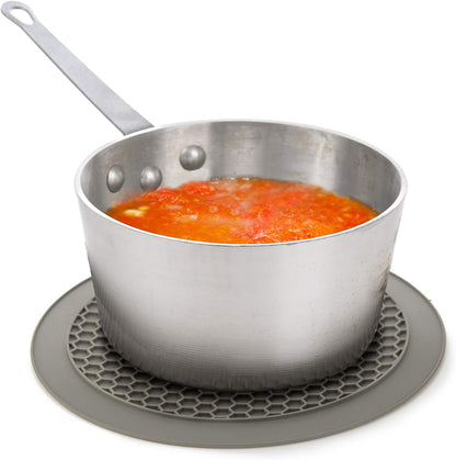 PrepSolutions Compact Microwave Multi-Mat, 9.5 Inches, Gray – Microwave Food Splatter Protector & Heat-Resistant Trivet