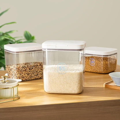 Airtight Rice Storage Bin Flour Storage Container 4.5L/4.75qt, Clear Food Container with Measuring Cup Airtight Lid for Kitchen Pantry Organization and Storage